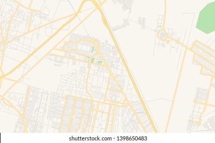 Empty vector map of San Pablo de las Salinas, México, Mexico, printable road map created in classic web colors for infographic backgrounds.