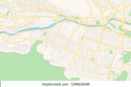 Empty vector map of San Pedro Garza García, Nuevo León, Mexico, printable road map created in classic web colors for infographic backgrounds.