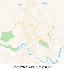 Empty vector map of Sancti Spíritus, Sancti Spíritus, Cuba, printable road map created in classic web colors for infographic backgrounds.