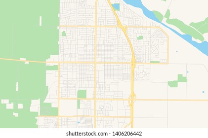 Empty vector map of Santa Maria, California, USA, printable road map created in classic web colors for infographic backgrounds.