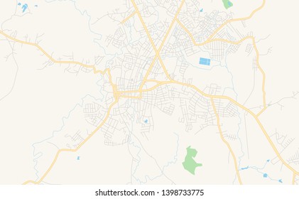 Empty vector map of Santiago, Veraguas, Panama, printable road map created in classic web colors for infographic backgrounds.