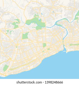 Empty vector map of Santo Domingo, Distrito Nacional, Dominican Republic, printable road map created in classic web colors for infographic backgrounds.