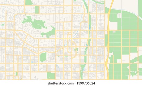 Empty Vector Map Of Scottsdale, Arizona, USA, Printable Road Map Created In Classic Web Colors For Infographic Backgrounds.