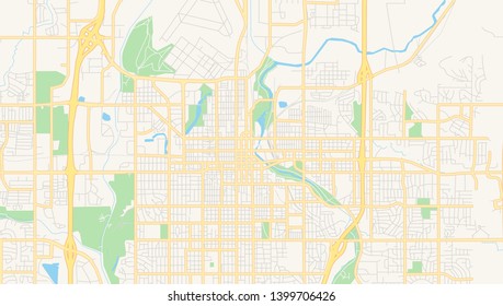 Empty vector map of Sioux Falls, South Dakota, USA, printable road map created in classic web colors for infographic backgrounds.
