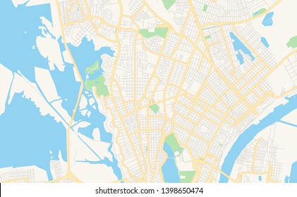 Empty vector map of Tampico, Tamaulipas, Mexico, printable road map created in classic web colors for infographic backgrounds.