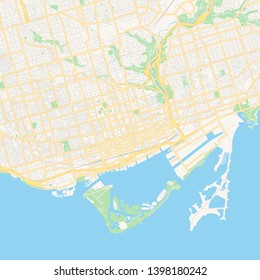 Empty Vector Map Of Toronto, Ontario, Canada, Printable Road Map Created In Classic Web Colors For Infographic Backgrounds.