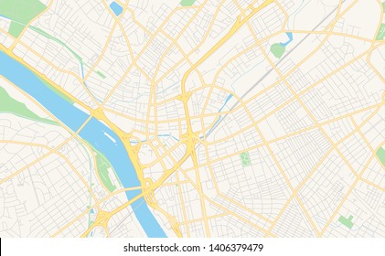 Empty vector map of Trenton, New Jersey, USA, printable road map created in classic web colors for infographic backgrounds.