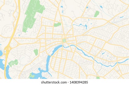 Empty vector map of Waltham, Massachusetts, USA, printable road map created in classic web colors for infographic backgrounds.