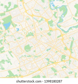 Empty vector map of Waterloo, Ontario, Canada, printable road map created in classic web colors for infographic backgrounds.