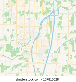 Empty vector map of Welland, Ontario, Canada, printable road map created in classic web colors for infographic backgrounds.