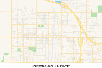 Empty vector map of Woodland, California, USA, printable road map created in classic web colors for infographic backgrounds.