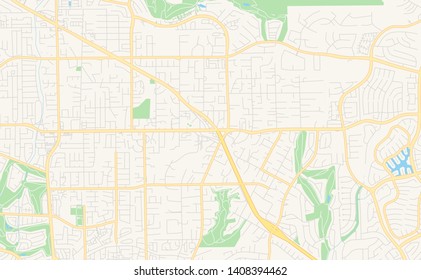 Empty vector map of Yorba Linda, California, USA, printable road map created in classic web colors for infographic backgrounds.