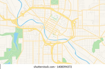 Empty vector map of Youngstown, Ohio, USA, printable road map created in classic web colors for infographic backgrounds.