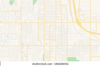 Empty vector map of Yuma, Arizona, USA, printable road map created in classic web colors for infographic backgrounds.