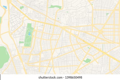 Empty vector map of Zapopan, Jalisco, Mexico, printable road map created in classic web colors for infographic backgrounds.