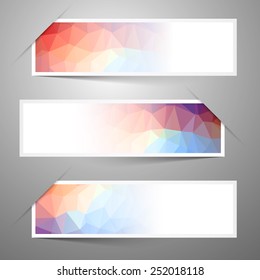 Empty Vector Paper Label - Sticker with Triangles Background