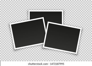 Empty vector photo frames isolated in trendy realistic design. Vector retro photo pictures on transparent background with shadows. EPS 10