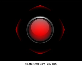 Empty vector red button on black background