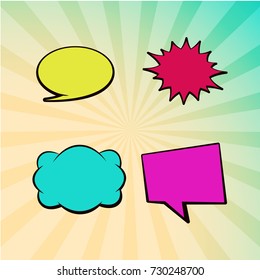 Empty vector speech bubbles set. Blank comic message boxes collection.