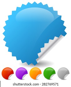 Empty vector stickers with peeling effect. 6 colors: Blue, green, orange, purple, red and gray.