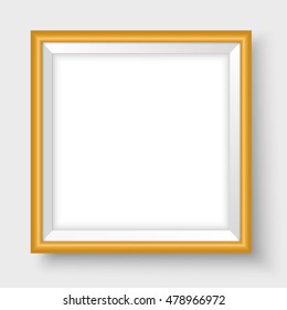 Empty vector template for your posters, drawings or paintings. Trendy golden framing. Modern vector photo frame mockup design.