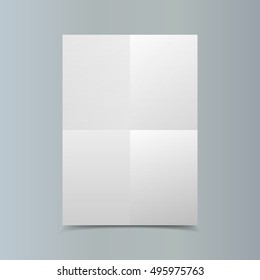 Empty vector vertical white paper poster mockup on grey wall. 