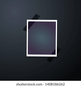 Empty Vector vintage photo frame on table. Black and white. Isolated on gray background. Vector illustration eps 10