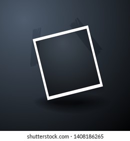 Empty Vector vintage photo frame on table. Black and white. Isolated on gray background. Vector illustration eps 10