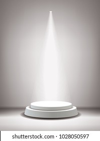 Velador blanco vector vacío en el interior de la habitación. Plantilla para presentación de productos con foco 