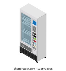 Empty vending machine for snacks and soda isolated on white background, isometric view. Vector
