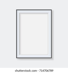 Empty vertical blank picture frame icon. Template design for mock up. Vector illustration