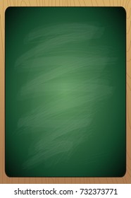 Empty vertical green chalk board with wooden frame, empty space for text