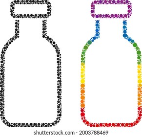 Empty vial collage icon of spheric dots in various sizes and spectrum colored color tinges. A dotted LGBT-colored empty vial for lesbians, gays, bisexuals, and transgenders.