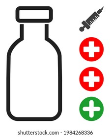 Empty vial icon with flat style. Isolated vector empty vial icon image on a white background, simple style. Some similar icons added.