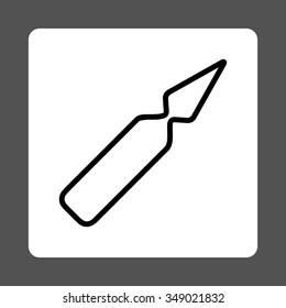 Empty Vial vector icon. Style is flat rounded square button, black and white colors, gray background.
