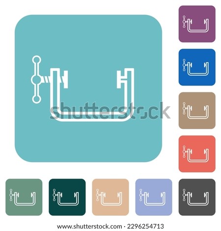 Empty vice clamp outline white flat icons on color rounded square backgrounds