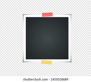 Empty vintage photo frame with adhesive tape. Photo realistic Mockups. Retro Template for your photos. illustration - Vector