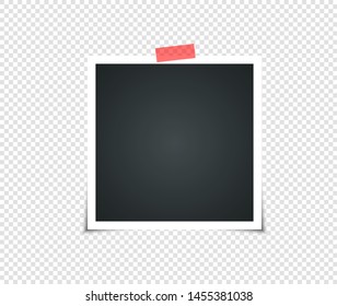 Empty vintage photo frame with adhesive tape. Photo realistic Mockups. Retro Template for your photos. illustration - Vector