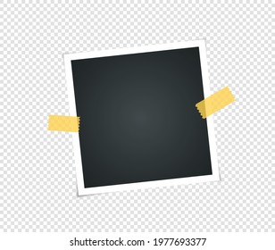 Empty vintage photo frame with adhesive tape. Photo realistic Mockups. Retro Template for your photos. illustration - Vector