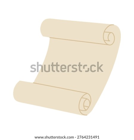 Empty vintage scroll parchment isolated on white background. For certificates, invitations or announcements.