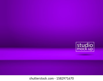 Empty  violet background for product display. Vector abstract volume mock up stage studio table room.