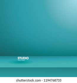 Empty vivid blue color studio table room background ,product display with copy space for display of content design.Banner for advertise product on website Vector