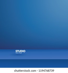 Empty vivid blue color studio table room background ,product display with copy space for display of content design.Banner for advertise product on website Vector