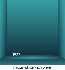 Empty vivid blue color studio table room background ,product display with copy space for display of content design.Banner for advertise product on website Vector