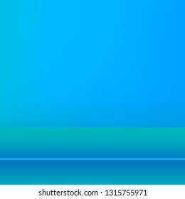 Empty vivid blue color studio table room background ,product display with copy space for display of content design.Banner for advertise product on website Vector