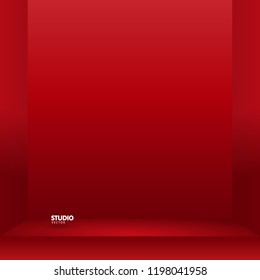 Empty vivid red color studio table room background ,product display with copy space for display of content design.Banner for advertise product on website Vector