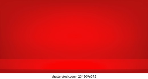 Borde de estudio rojo vivo y vacío. Espacio para la venta de productos en el sitio web. La plantilla se burla para mostrar el producto. Ilustración vectorial.