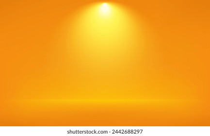 Empty vivid yellow and orange studio room background. Minimal scene for product display presentation. 3d vector geometric platform design. stand for products. Business backdrop.