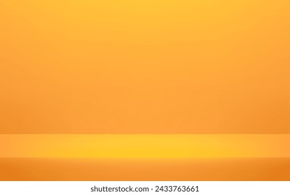Fondo de estudio amarillo vívido vacío. Habitación vacía con efecto de foco. Diseño limpio para mostrar el producto. Espacio para la venta de productos en el sitio web. Telón de fondo de negocios. Ilustración vectorial.