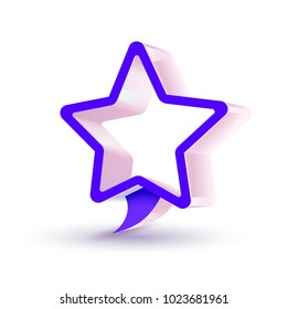 Empty volume blue star. Blue star on the white background. 